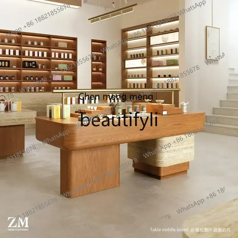 New arrive cnIsland Table Long Table with Light Cultural and Creative Store Tea Room Utensil Display Cabinet Store Specialty Pro