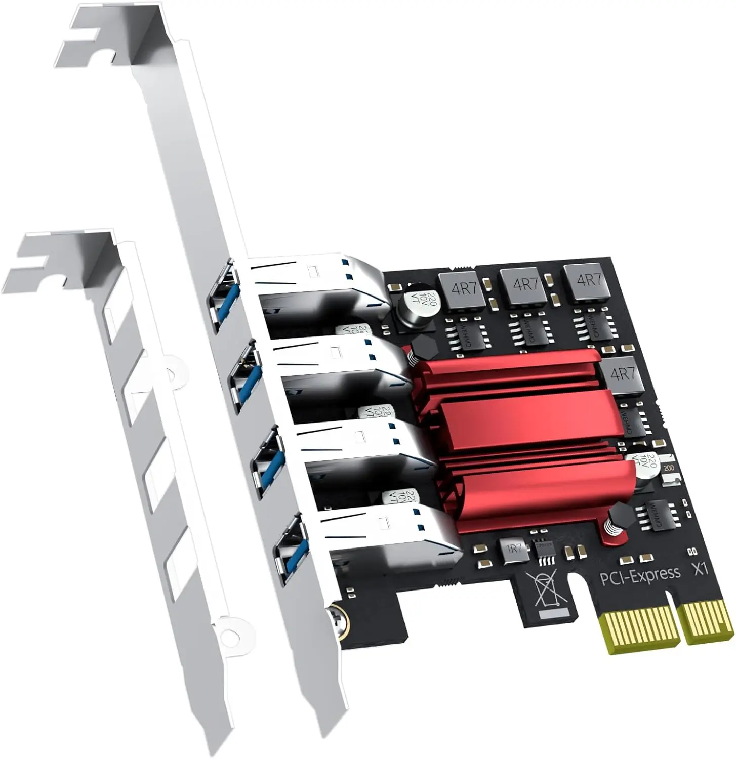 4-Port PCIe USB A Expansion Card , Compatible with Windows and Linux (Not Support Mac OS), Regular and Low-Profile Bracket