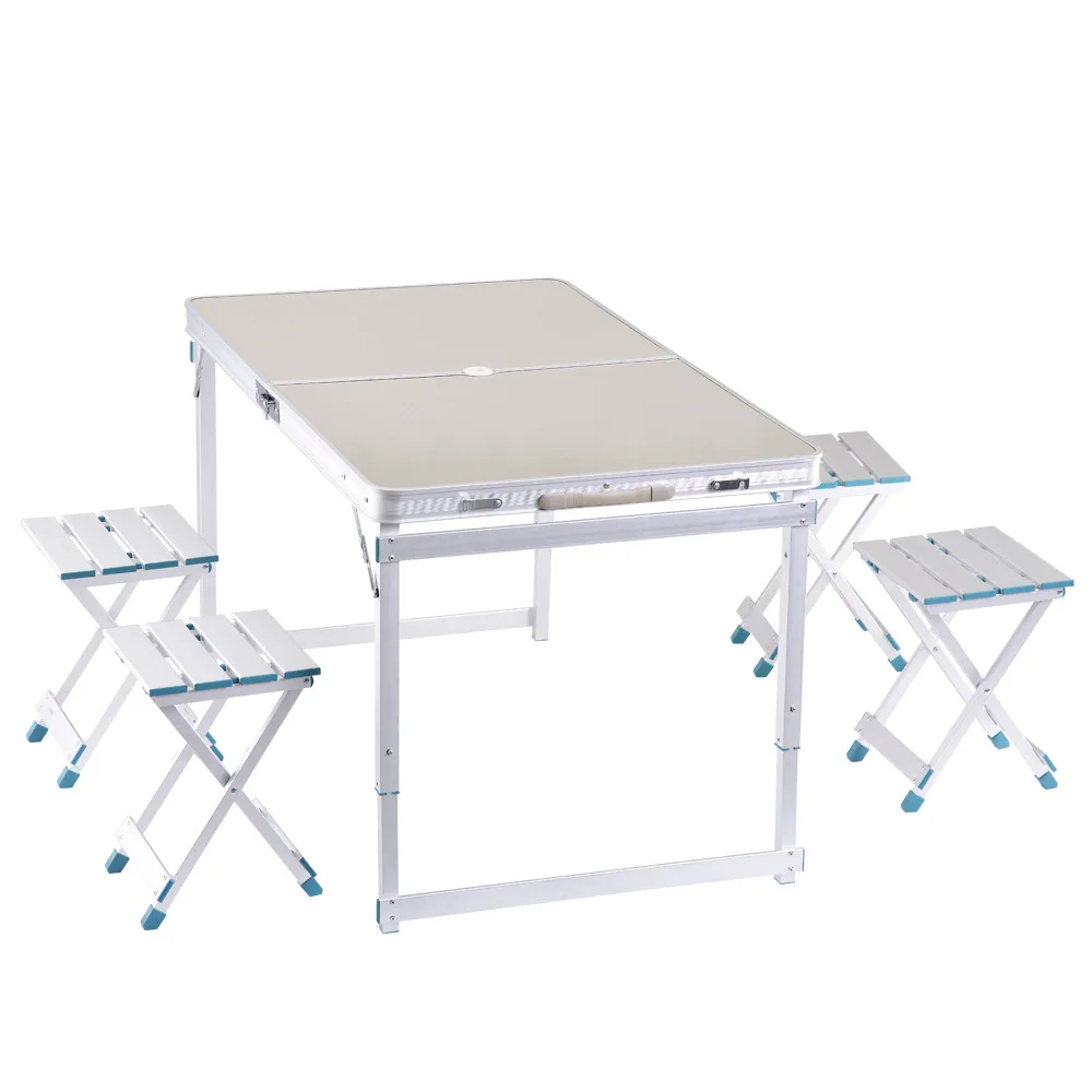 

RV Portable 1 Table 4 Chairs Exhibition Stall Folding Table and Chair Set Picnic TableSplit Aluminum Alloy Table and Chair Set