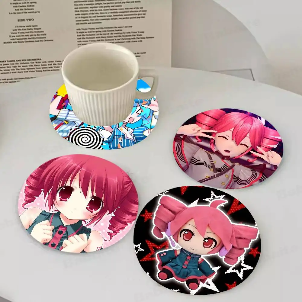 

Virtual Singer Kasane Teto Themed Wooden Coaster Non-Slip Heat Resistant Dining Table Decoration Cafe Restaurant Unique Gift