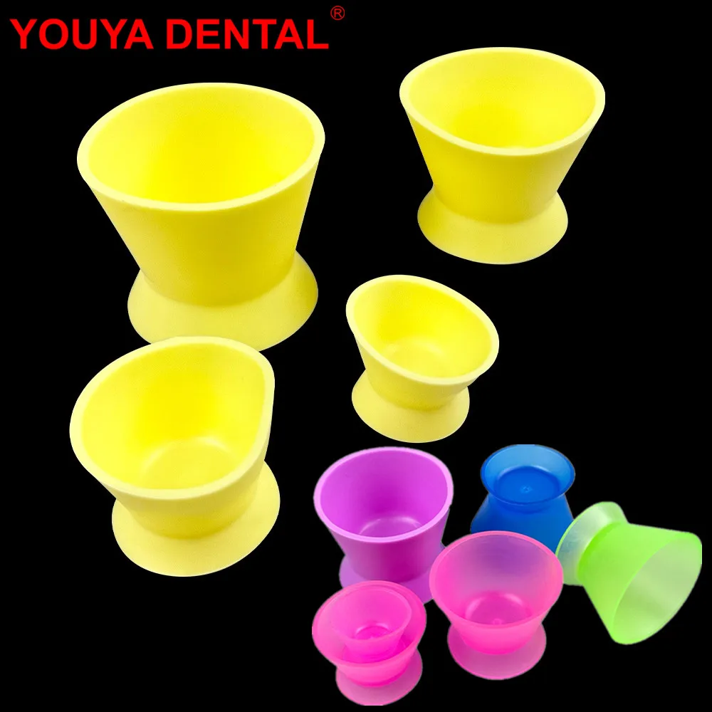 

1Set Silicone Dental Mixing Cup Soft Flexible Self-Solidifying Mixing Bowl Rubber Clean Cup Dappen Dish Impression Material Tool