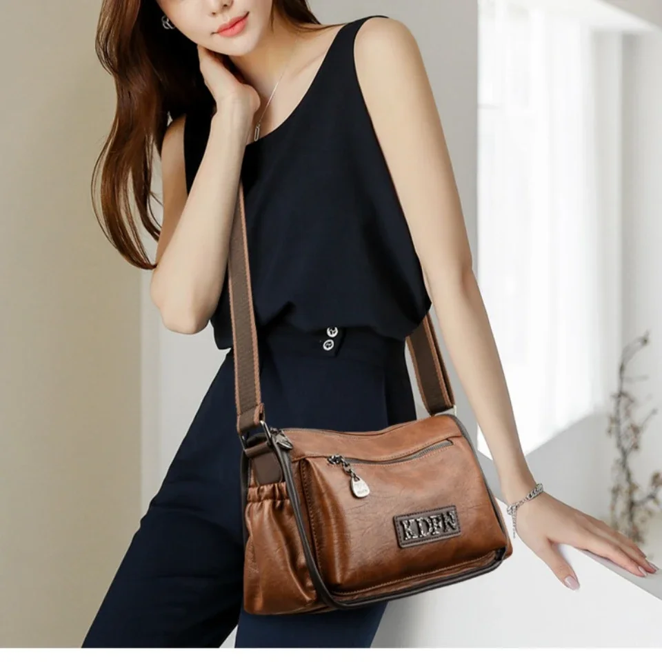 Retro Style PU Leather Boston Crossbody Bag Women’s Solid Color Brand Handbag Fashion Designer Female Casual Travel Shoulder Bag