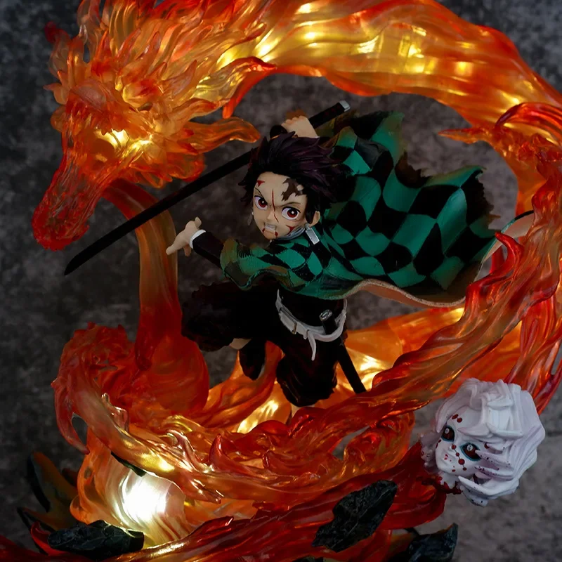 Anime Figure Gk Demon Slayer 30cm Kamado Tanjirou Kimetsu No Yaiba Action Figurine Collection Luminous Children Kids Toys Gifts