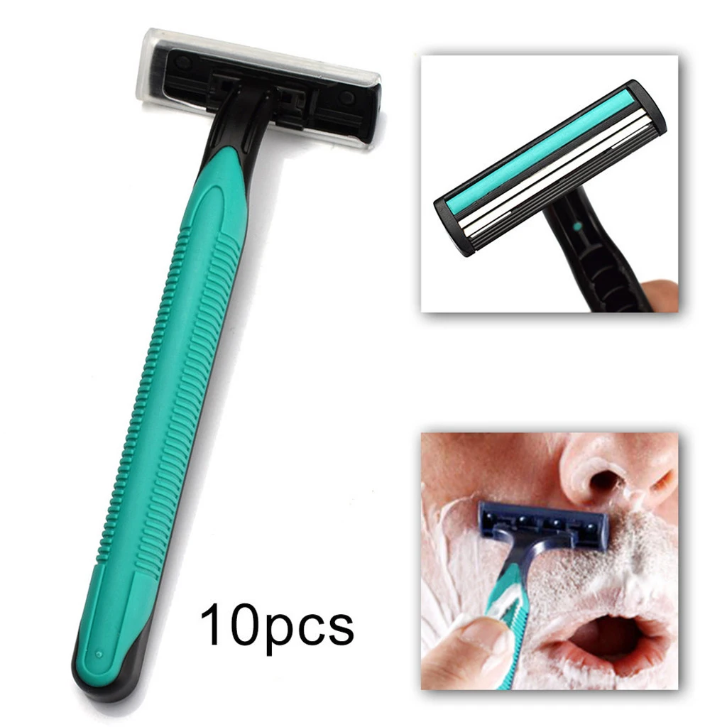 10Pcs Men's Twin Blades Disposable Razors Beard Mustache Trimmer Shaver