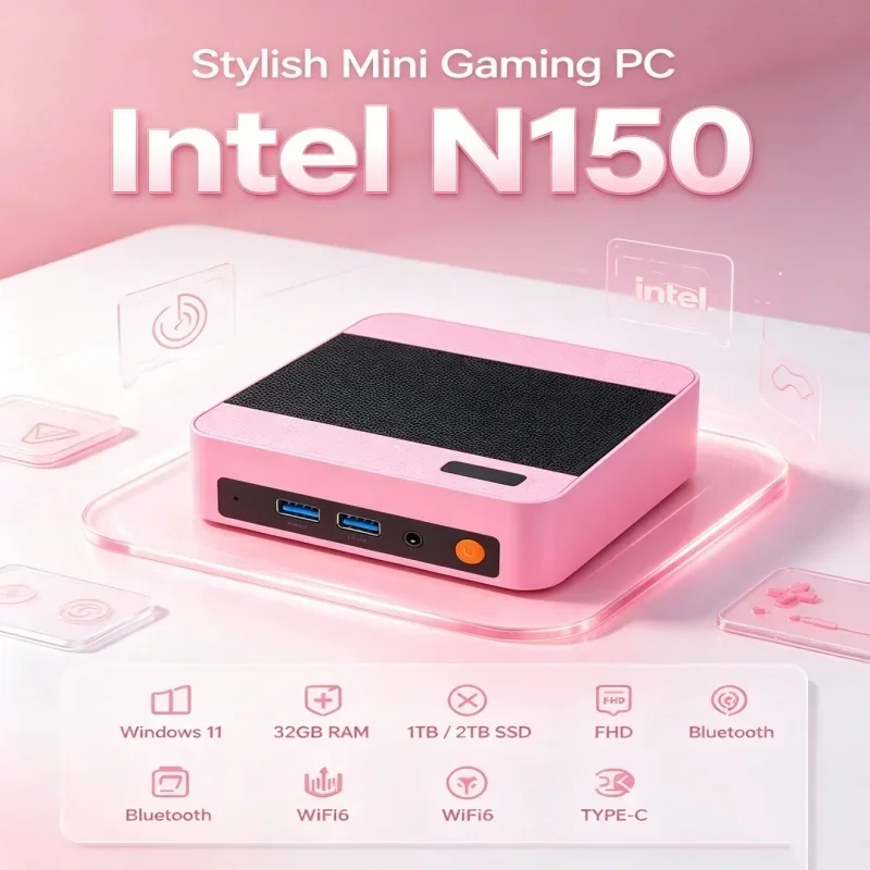 2026 Tidy Core N150 MINI PC Windows 11 Smooth Touch Pocket Sized Console RAM 1TB SSD WIFI 6 BT5.2 4K HD Mini Gaming
