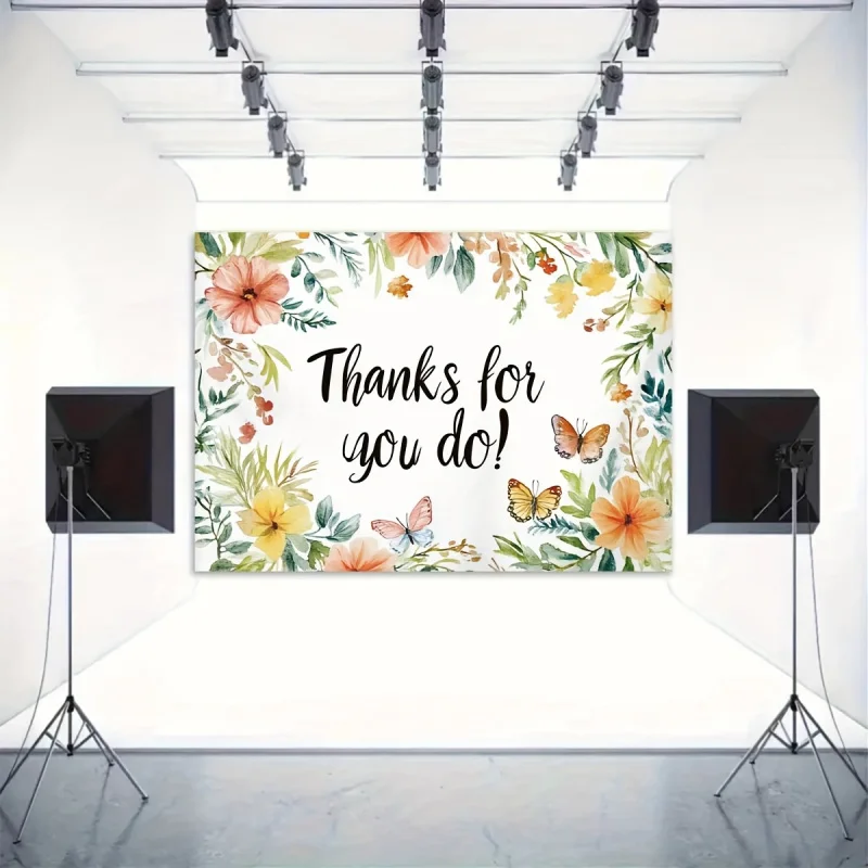 قطعة واحدة من نمط الأزهار الأنيق "شكرًا لدعمكم!" مناسبة لدعائم كشك الصور، والحفلات