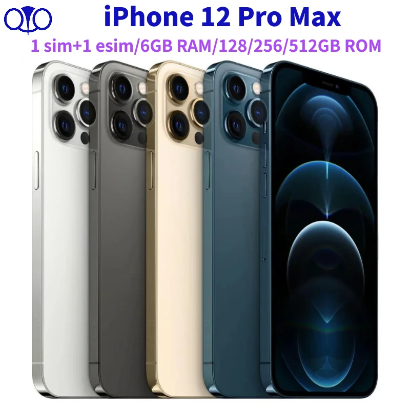 

Original Apple iPhone 12 Pro Max 128/256/512GB ROM 6.7" 1eSIM+1SIM Face ID iOS A14 Bionic Hexa Core Unlocked 6GB 5G Cellphone