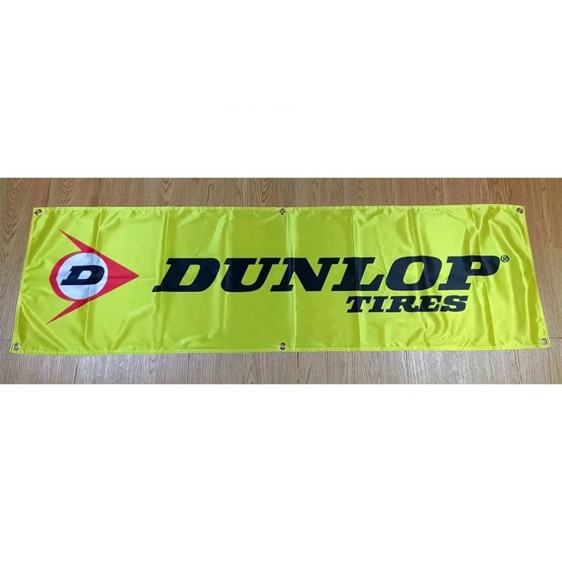 130GSM 150D Polyester Material Dunlop Tires Banner 1.5*5ft (45*150cm) Advertising decorative Racing Car Flag yhx324