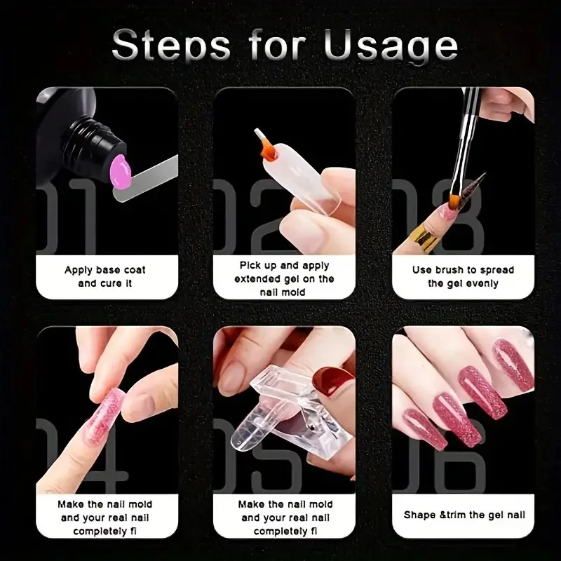 100 قطعة مسمار تلميح المهنية تمديد إصبع مجموعة الأشعة فوق البنفسجية هلام البولندية سريعة وهمية مسمار تلميح مانيكير أدوات مانيكير لتقوم بها بنفسك مجموعة أدوات