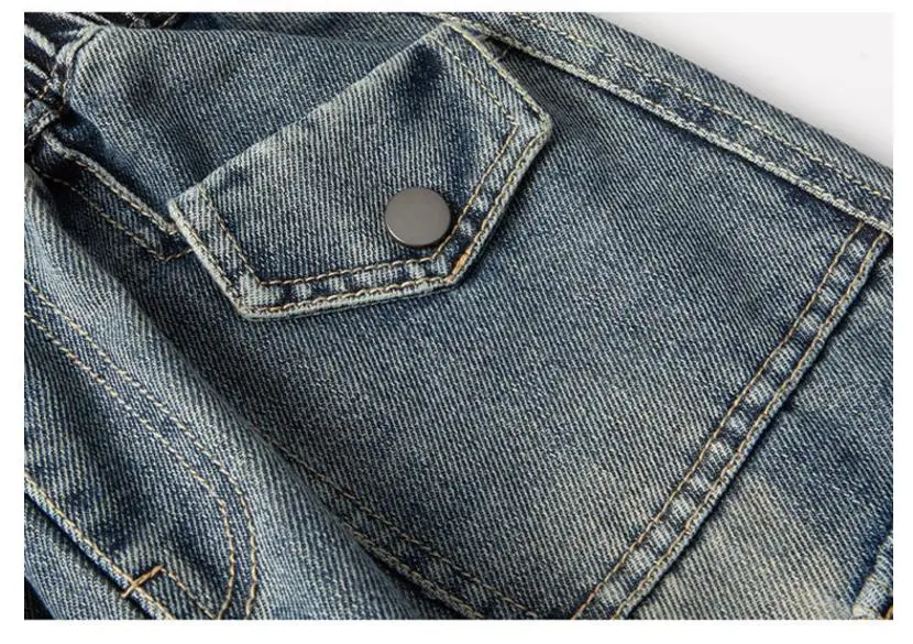 Mädchen Frühling Herbst Weitbein-Jeans 4-14 Jahre Kinder Teenager Elastische Hohe Taille Multi-Taschen Lose Lässige Streetwear-Hosen – Detail 33