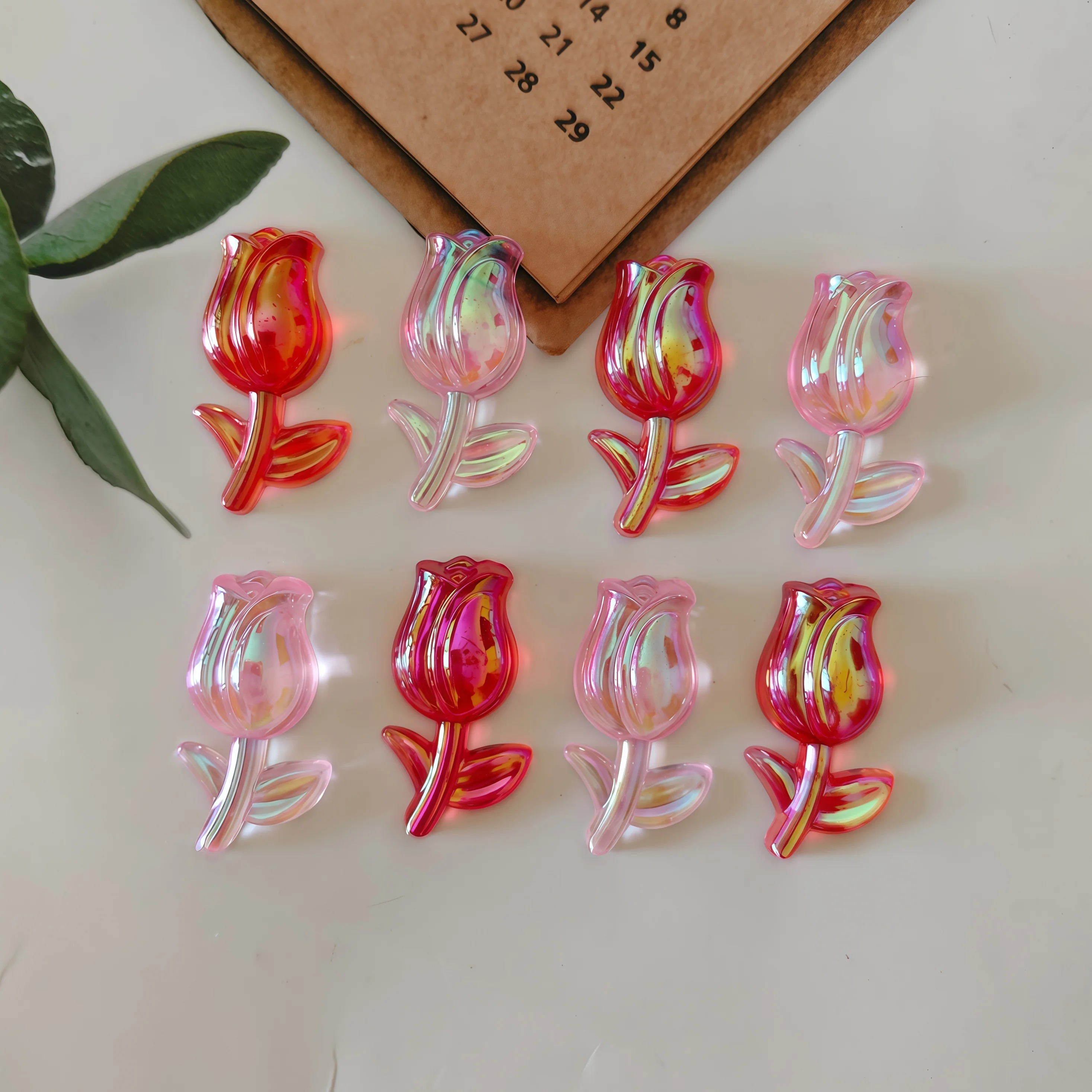 8pcs Cute Electroplated Tulip Magnets, Colorful Rose Refrigerator Magnets Decorative Decorative Magnets for Fridge Photo