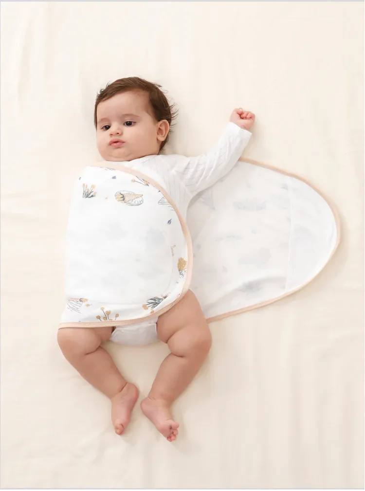0-6 Month Cotton Baby Swaddle Wrap Anti Startle Swaddling Blanket Muslin Baby Sleeping Blanket Wrap for New Born Thin Summer