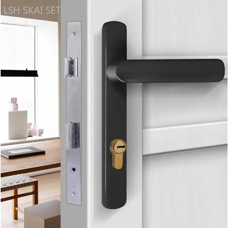 Flat Open Door Double-sided Handle Lock Bedroom Hardware Lockset Mute Security Portable Door Lock Household Hardware Supplies