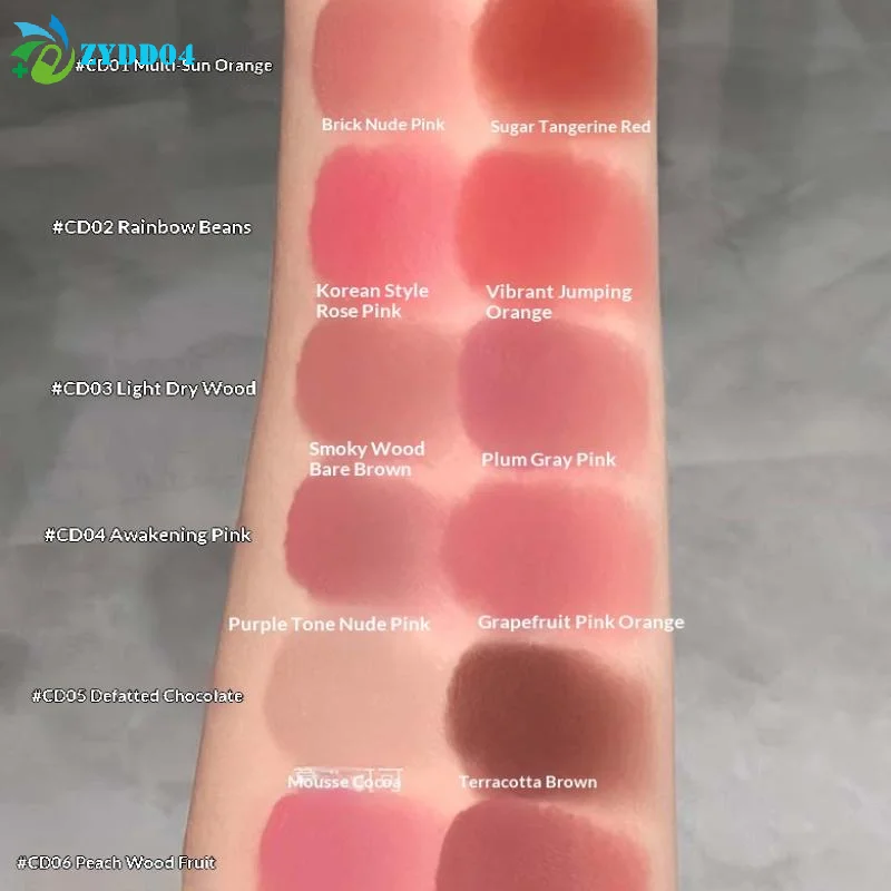 1 szt. Cappuvini Kremowy Błotny Błyszczyk w Puszce Długotrwały Wodoodporny Szminka i Kremowy Róż do Policzków z Pędzelkiem do Ust - Rozjaśniający Zestaw do Makijażu