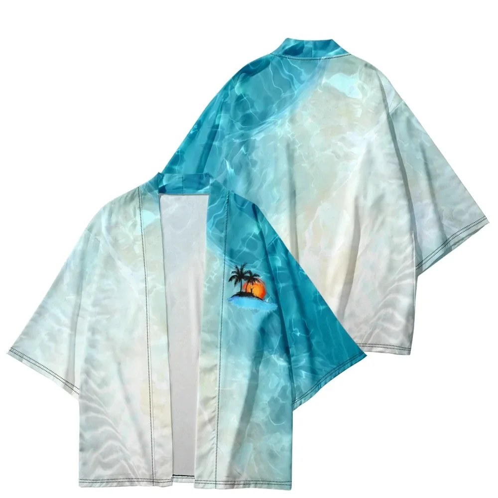 

Summer Japanese Kimonosfor Men Hawaiian Traditional KimonosFashion Women Short Sleeve Beach Shirt Bathrobes KimonosMujer