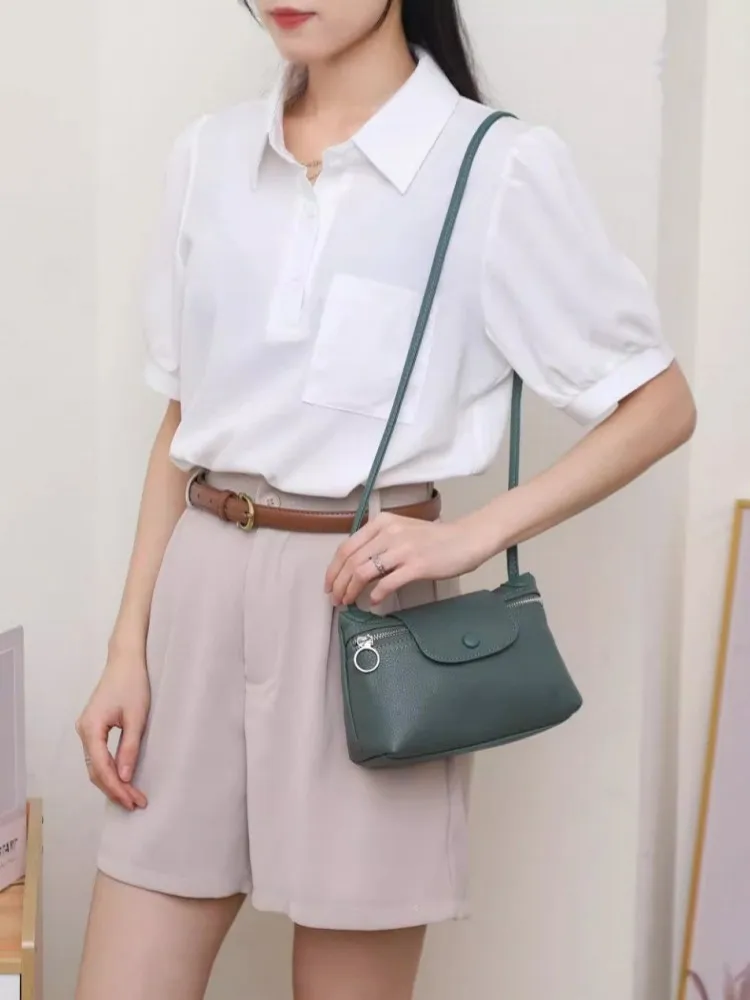 أزياء المرأة حقيبة صغيرة رفرف بلون عارضة جلد طبيعي ريترو حقيبة كروسبودي تنوعا غلق بمشبك واحد الكتف الإبط حقيبة #5