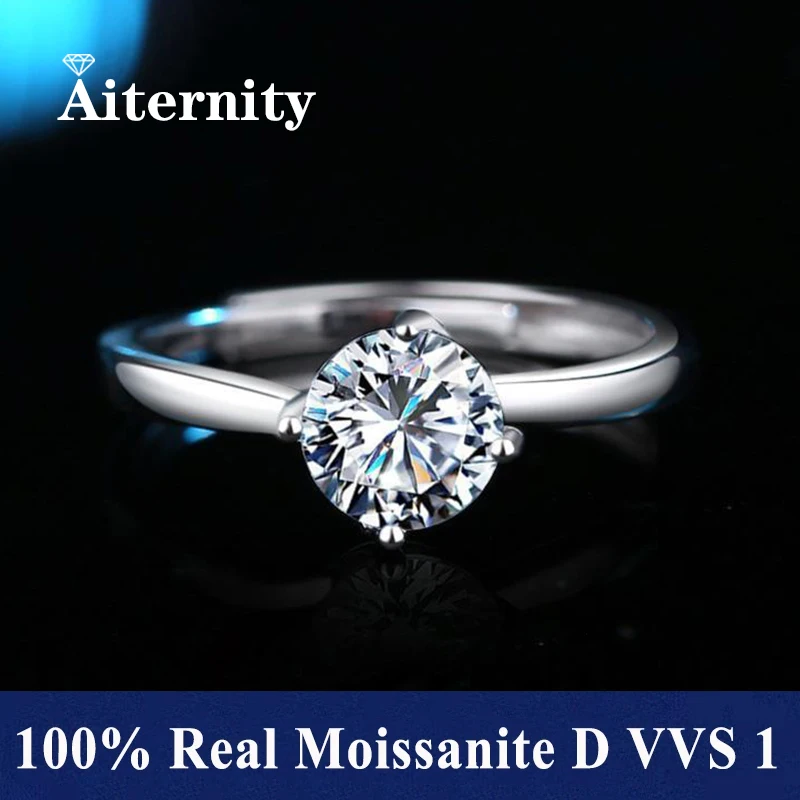 

ГОРЯЧЕЕ 100% настоящее кольцо с муассанитом D VVS1 Pass Diamond Test Pen Регулируемый размер S925 Серебро Сертификат GRA Обручальные кольца для женщин
