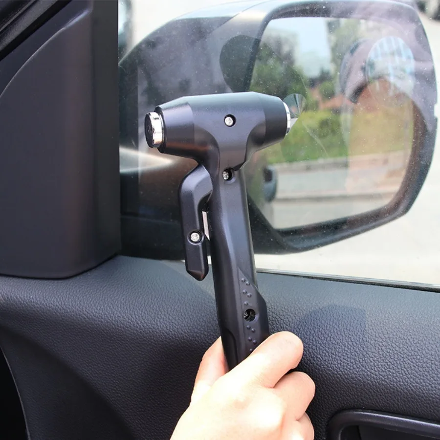 Car mounted metal safety hammer, multifunctional escape hammer for vehicles, window glass breaker, broken window with cutting bl