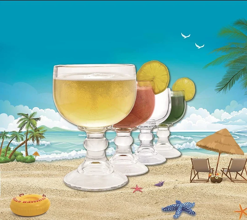 Schooner Beer Glass - 21.5 Oz Extra Large Goblet Crystal Style ZERO LEAD Shrimp Cocktail, Coronaritas, Margaritas 4 PACK