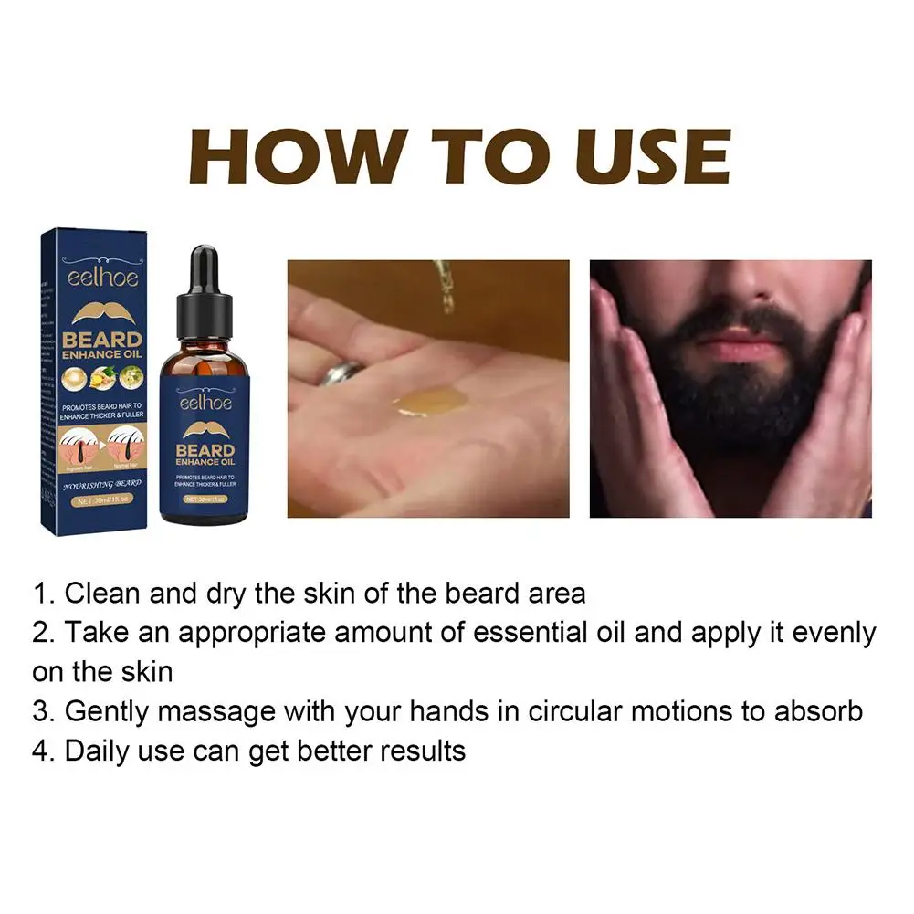 Eelhoe 2 pçs óleo de cuidados com a barba homens crescimento e aliciamento da barba suavizar fortalecer estilo essência da barba nutrir a saúde da barba cuidados com a pele