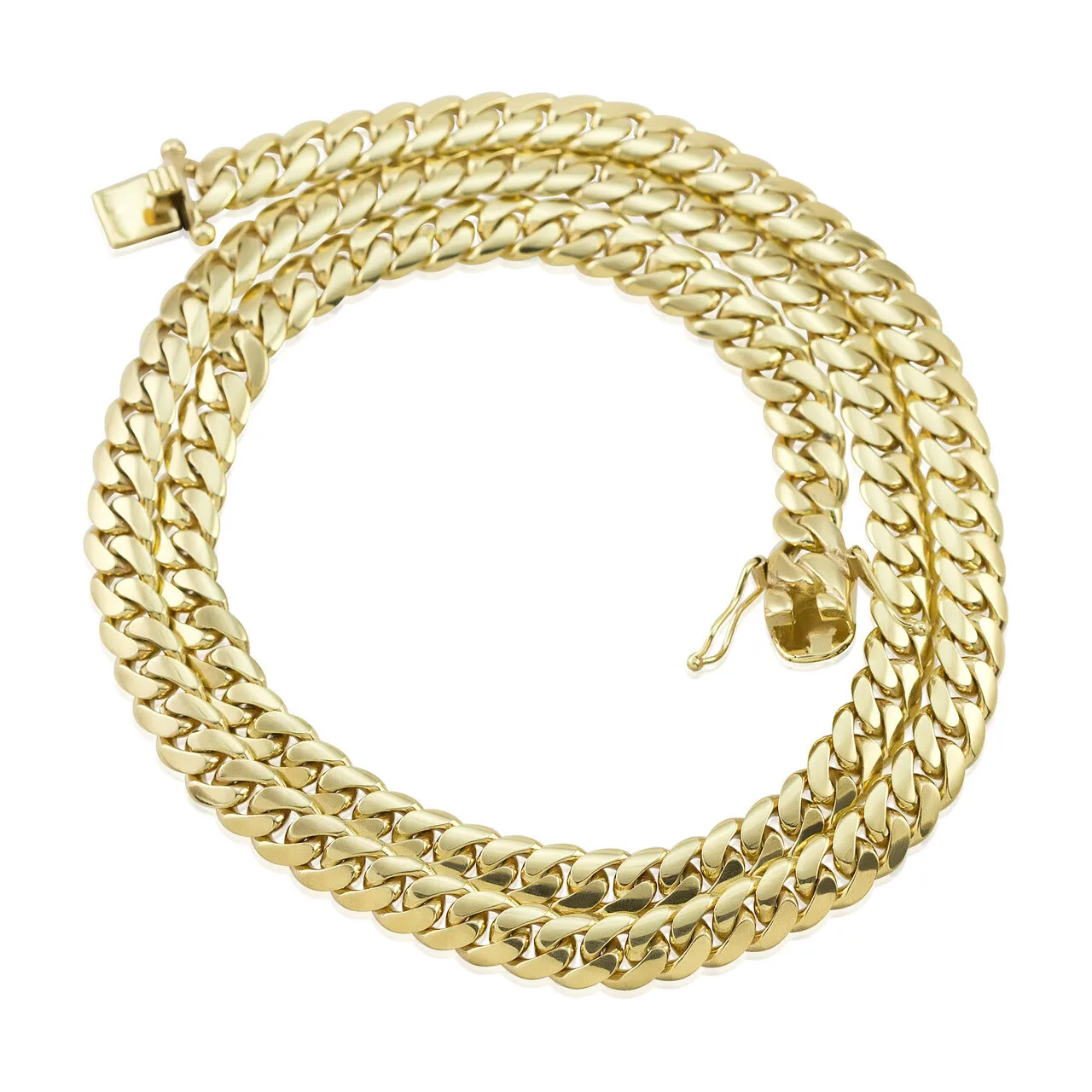 Real 10k Solid Yellow Gold Filled Cuban Link Chain Necklace Miami Chains