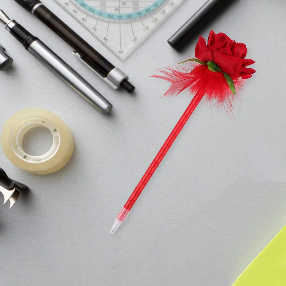 

Шариковая ручка с искусственной розой, креативная гелевая чернильная ручка с цветком для домашнего офиса, подарок учителю, студента, забавные ручки для учителя