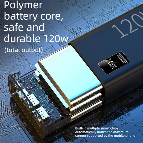 (CCC) PD120W 20000/30000/50000 мАч Внешний аккумулятор для мобильных телефонов iPhone, Huawei и Xiaomi, Powerbank большой емкости