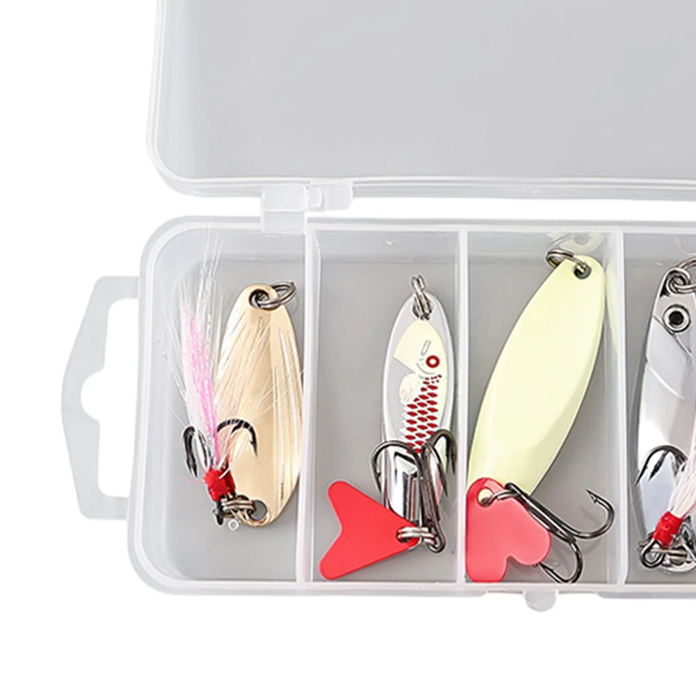 5 قطعة الصيد ملعقة معدنية إغراء عدة مجموعة المتذبذب الطعم مجموعة بايك ملعقة الطعم الترتر سبينر السحر مع صندوق ثلاثة أضعاف السنانير لصيد الأسماك #4