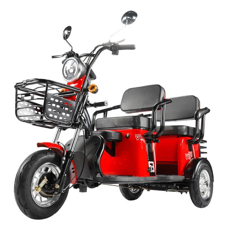 Smart three seats delivery cargo pick up four passenger three wheel scooter parent- child commute express city electric tricycle