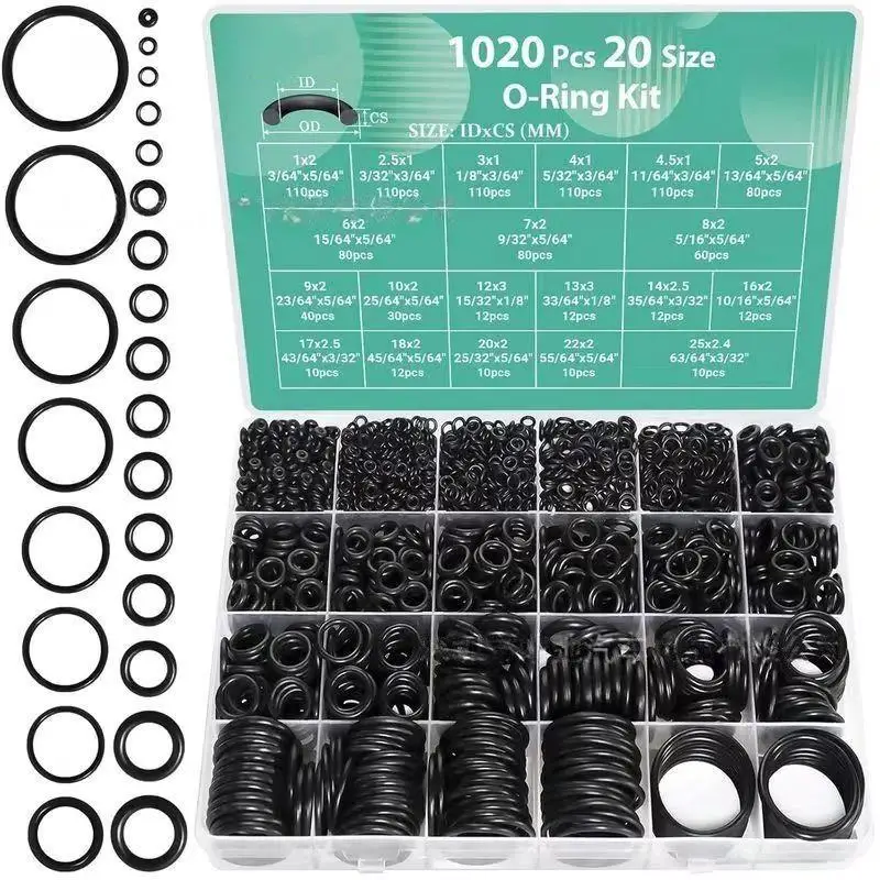 1020Pcs Maintenance Box Sealing Ring Set Nitrile Silicone O‑Rings Wear‑Resistant And Oil‑Resistant Repair Gasket Rings