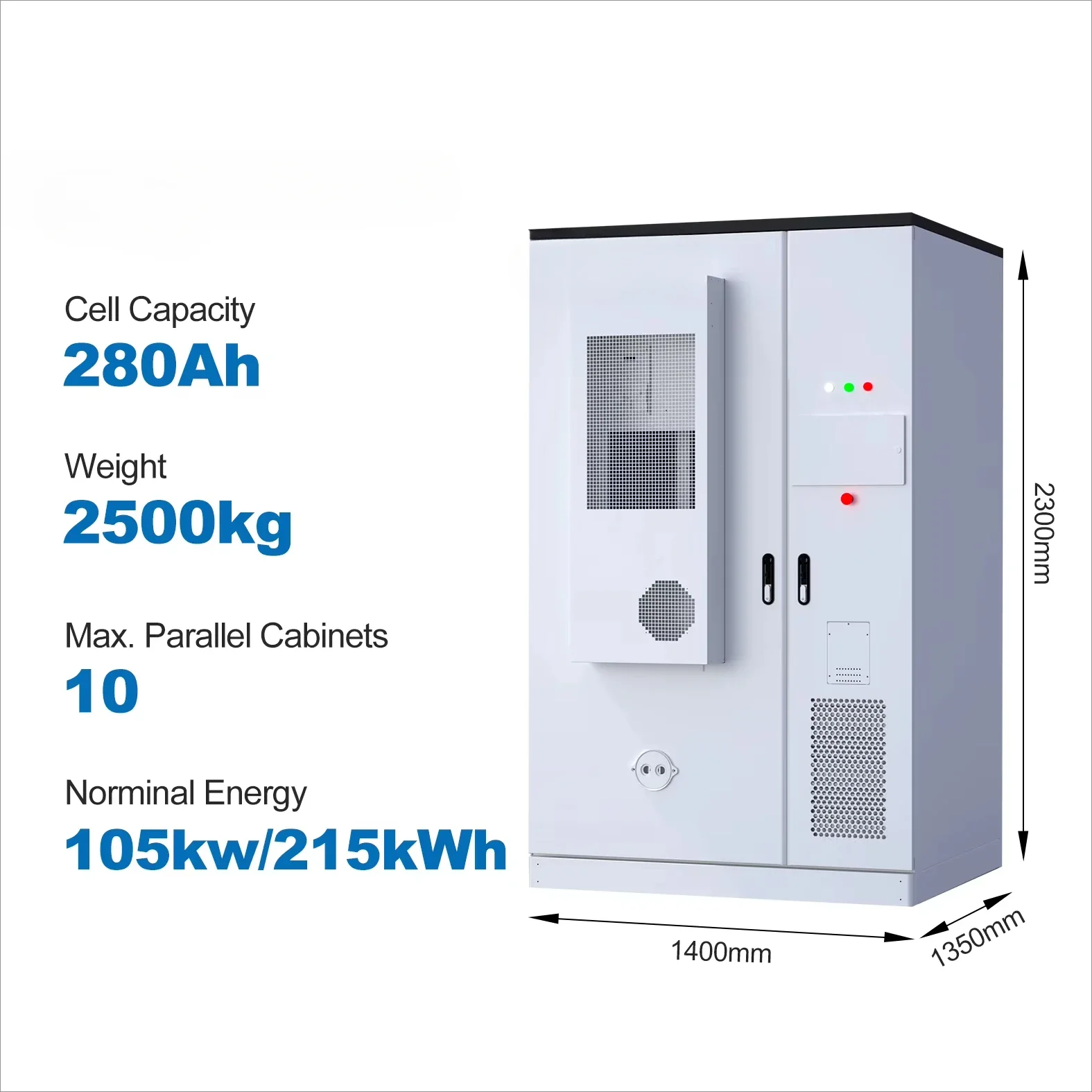 Hochleistungsfähiger 100 kW 200 kW 215 kWh Hybrid-Kommerzielle Energiespeicher am Netzbatteriesystembehälter für Fabriken