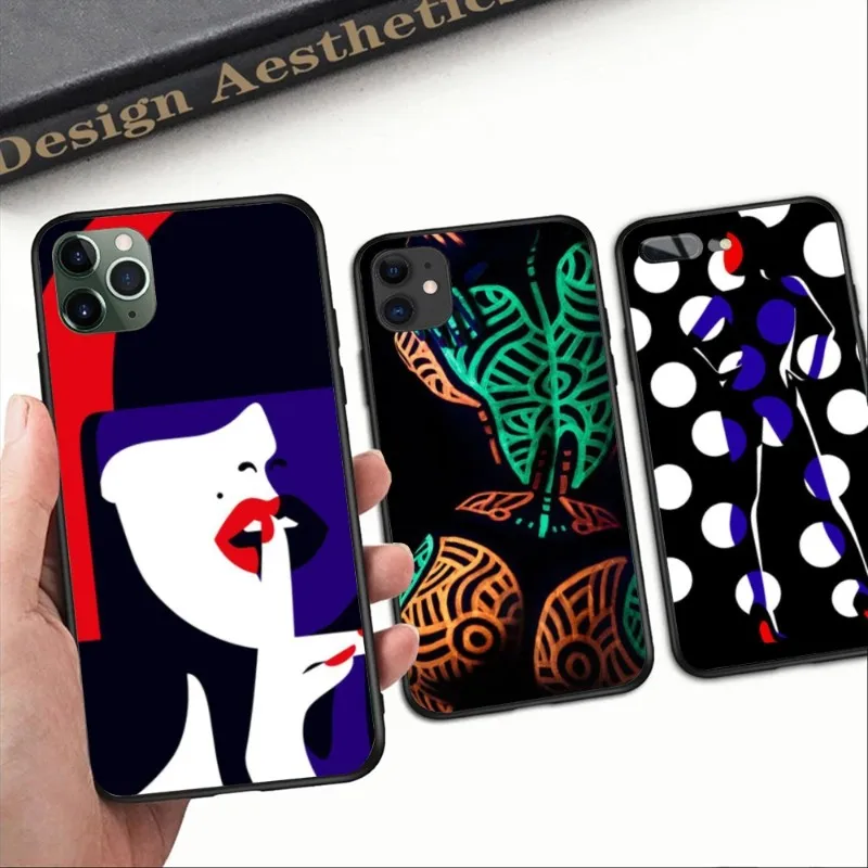 Crazy Horse Fashion Mobile Phone Case for iPhone 15 14 13 12 11 XS X 8 7 6 Plus Mini Pro Max SE 2022 Black Phone Cover Funda