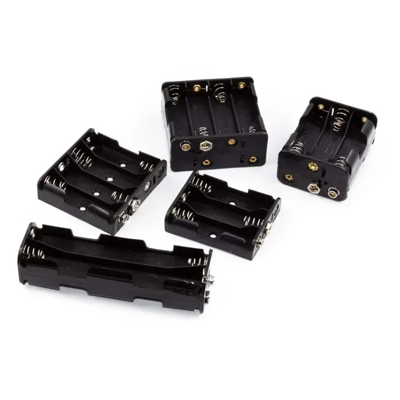 100 teile/los 1/2/3/4/5/6 Slot AA Batterie Fall Halter DIY mit 15 cm Draht/9 V Batterie Snap Schwarz Farbe