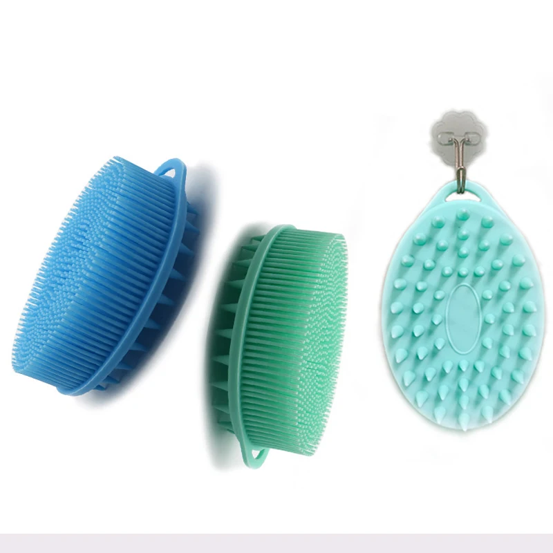 Spazzola da bagno spazzola da bagno in Silicone per lavare i capelli uso su entrambi i lati spazzola da bagno per massaggi morbidi per bambini accessori da bagno per la pulizia della schiena