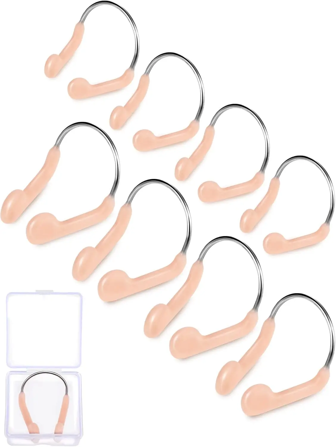 

Swim Nose Clip 12 Pack Beige Nose Plugs Waterproof Silicone Steel Frame Adjustable for Adults Kids Swimming Training