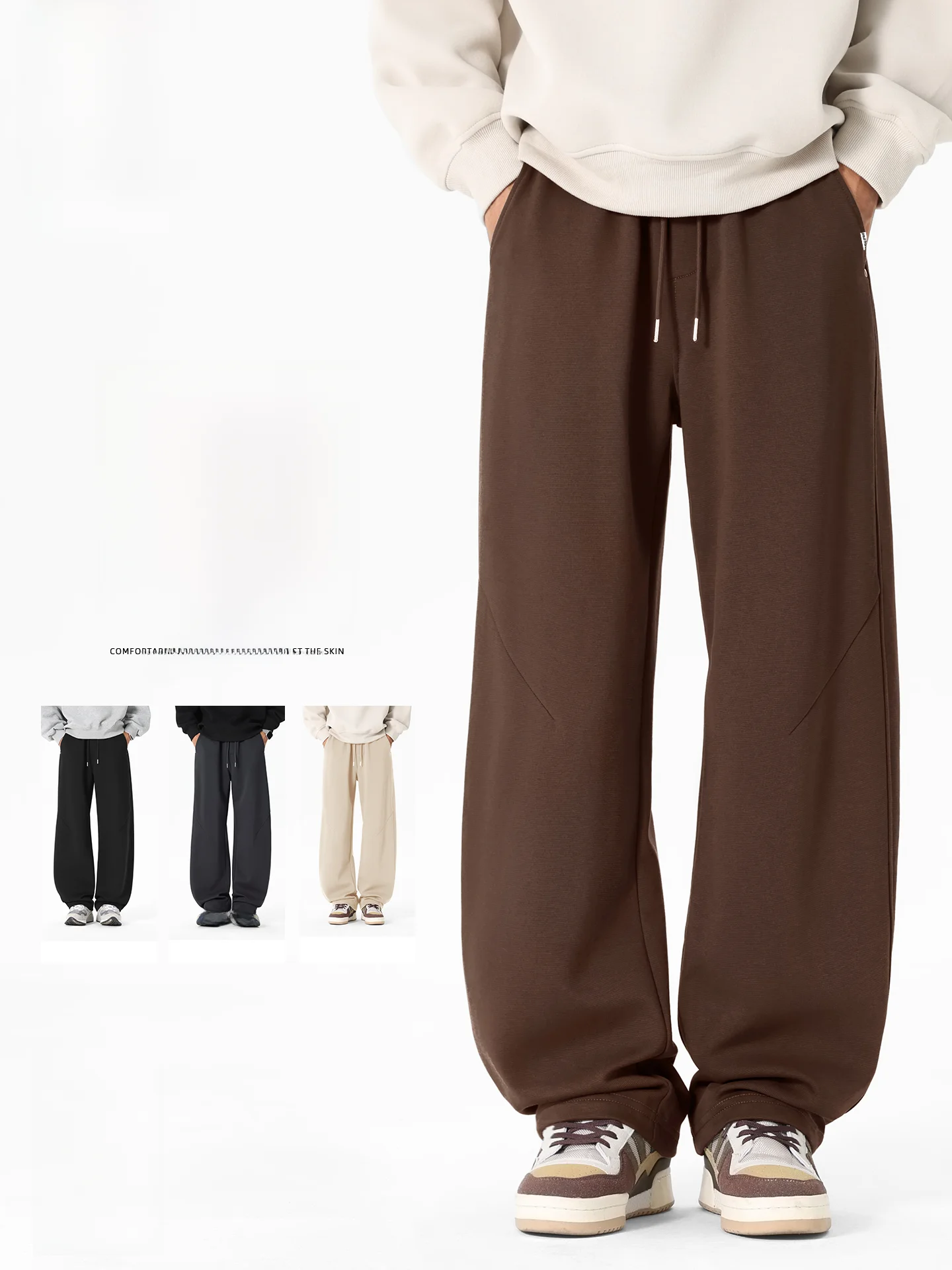 

Мужские американские ретро-брюки свободного кроя с драпировкой, повседневные брюки-карго, весна 2026, прямые штанины, эластичный пояс