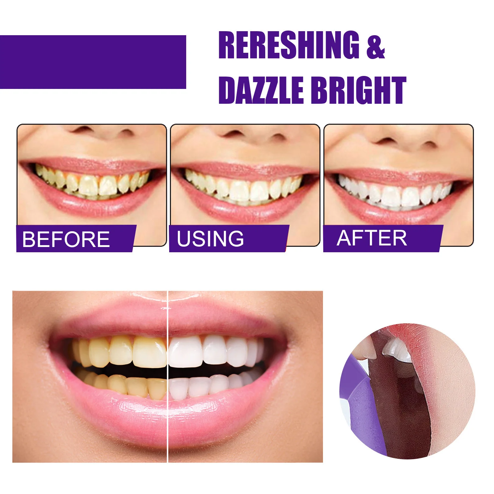 V34 Tooth Cleansing Mousse Press Toothpaste Refreshes Breath Whitens Teeth Stains Removal Dental Cleansing Whitener Oral Care