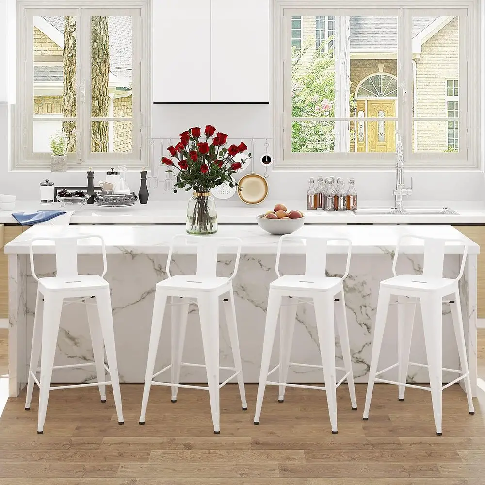 Metal Bar Stools Set o 4 Barstools Counter Height Bar Stools with Back Industrial Bar Stool Indoor Counter Stool Kitchen Island view 5