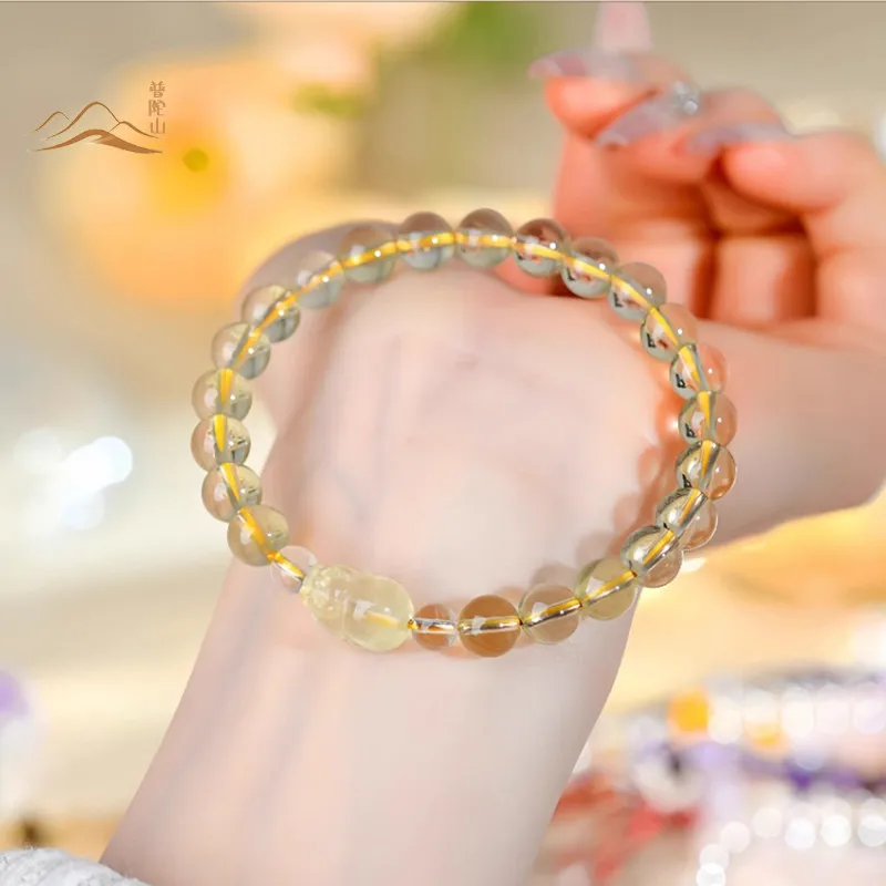 Chinese Style 8mm Natural Citrine Pixiu Bracelet For Women Lucky Wealth Attracting Fortune Good Luck Blessing Spiritual Jewelry