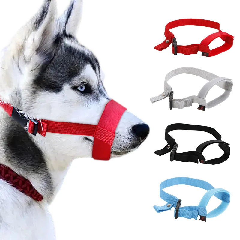 Adjusting Straps Mask for Big Dogs Soft Nylon Dog Muzzle Adjustable Anti-biting Breathable Stop Barking Mouth Cover Dog Supplies