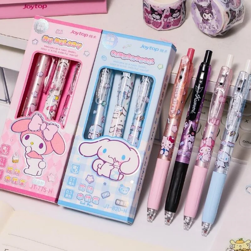 

36 шт./лот Sanrio Kuromi Melody Cinnamoroll Kitty Press гелевая ручка милые 0,5 мм черные чернильные ручки для подписи школьные принадлежности