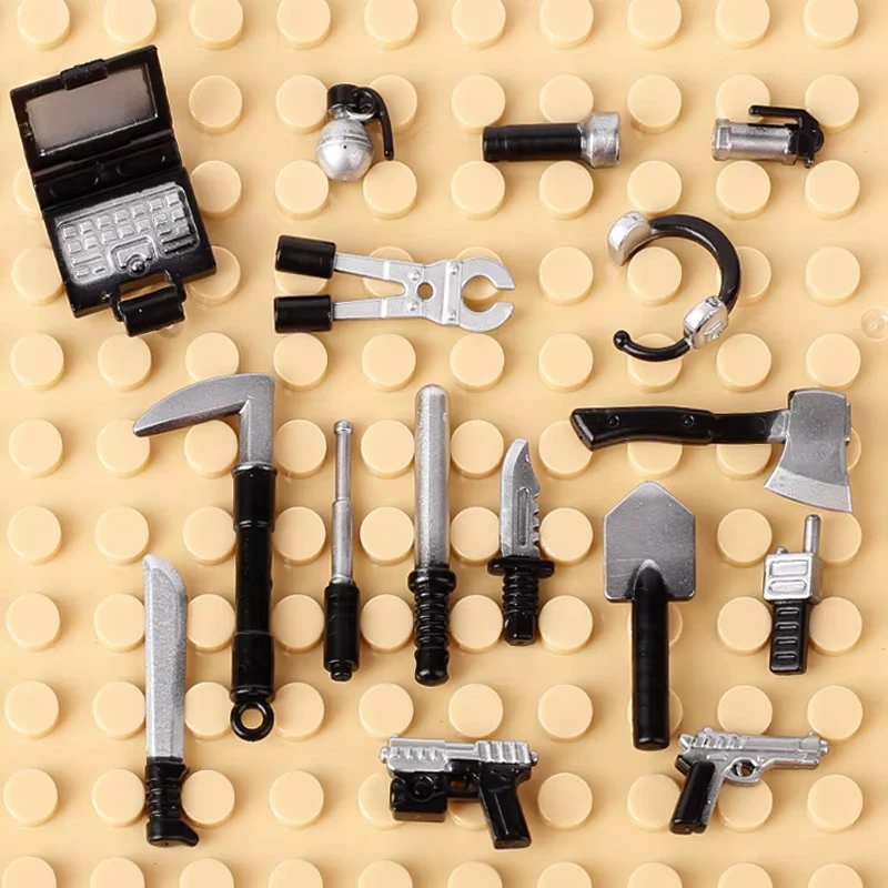 Military US British Soldier Figure Accessories Building Blocks 98k Guns Computer Sword Pistol Printing Bricks Kid Boy Toys E08 ﻿