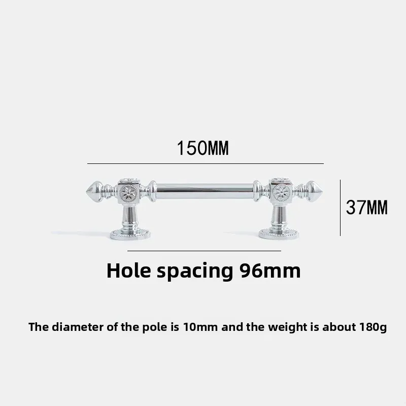 French Retro Silver Cabinet Door Handle Wardrobe Door Shoe Cabinet Drawer Extremely Complicated Long Handle 1PC