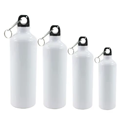 400/500/600/750ml bottiglia d'acqua bianca a sublimazione con moschettone bollitore sportivo all'aperto in alluminio per stampa a caldo