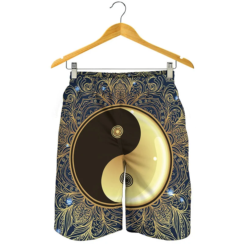 

Vintage Chinese Yin Yang Graphic Beach Shorts For Men 3D Printed Eight Diagrams Surf Board Shorts Quick Dry Swimming Trunks