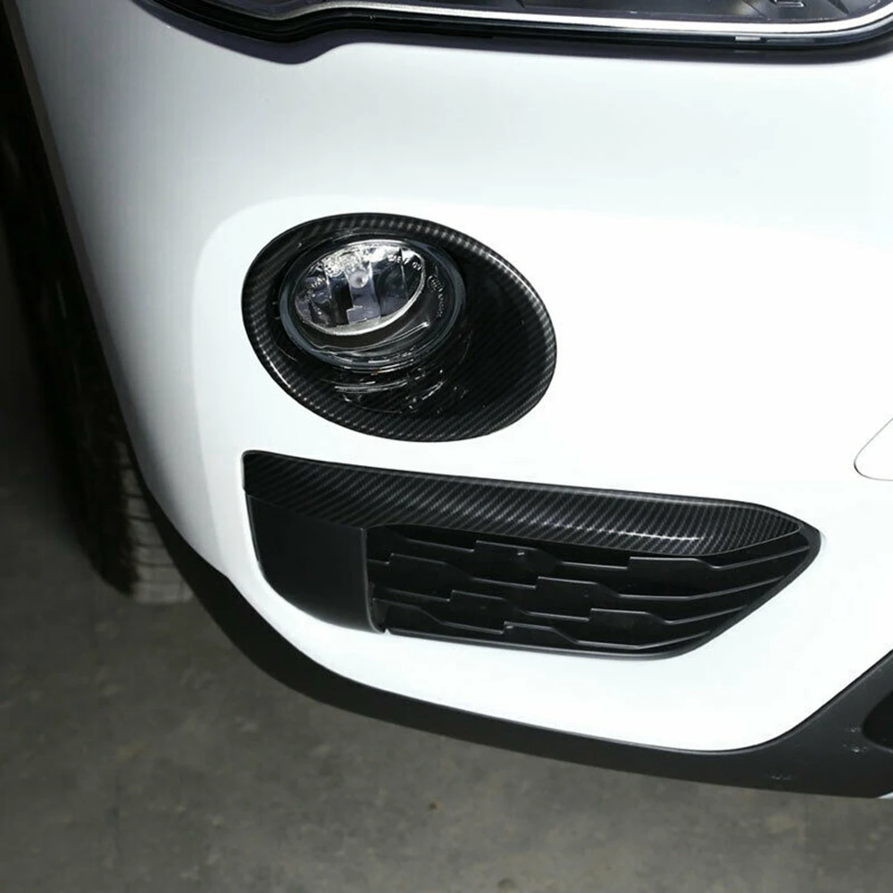الكلاسيكية ألياف الكربون 2 قطعة مطلي الجبهة الضباب الخفيف غطاء المصباح الكسوة لسيارات BMW X5 F15 2014-2018