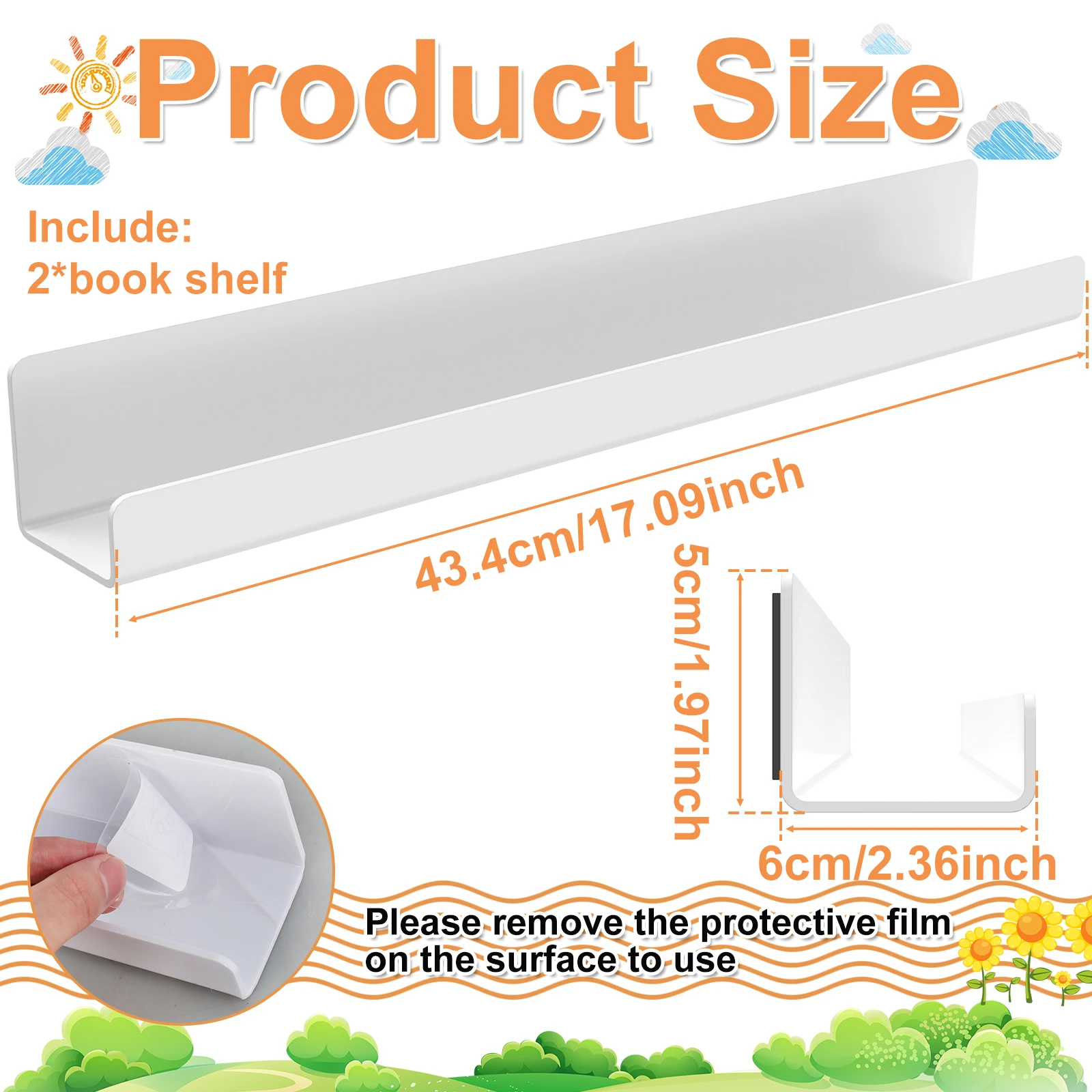 رف كتب مغناطيسي للسبورة البيضاء ، رف كتب معدني قابل لإعادة الاستخدام ، حاصل على ، وشاشات عرض كتب مغناطيسية ، 17 بوصة ، 2.