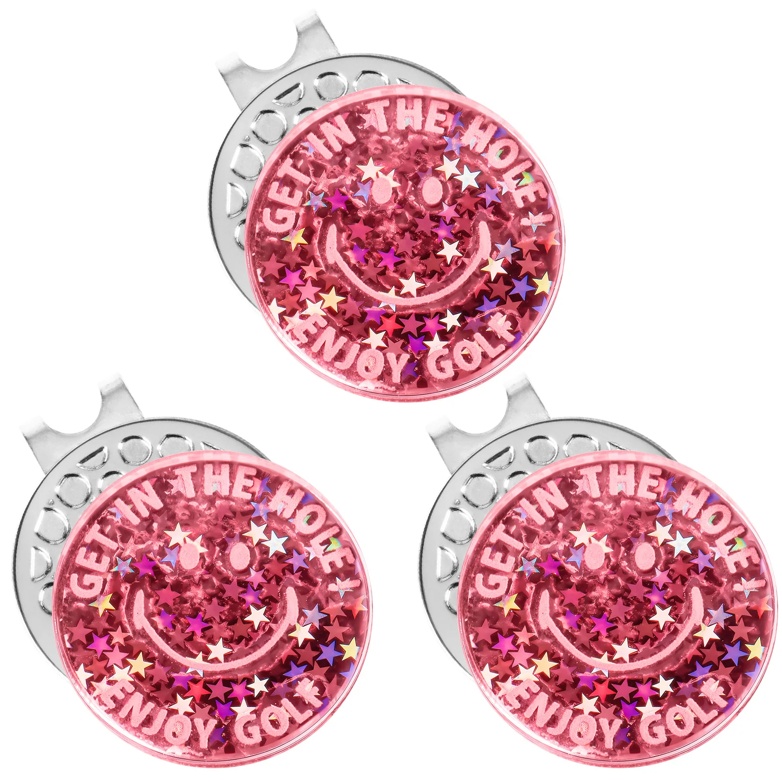Acryl Smiley Face Golfbalmarkers met magnetische hoedclips 1/3 verpakking, glitter golfmarkers voor dames en heren