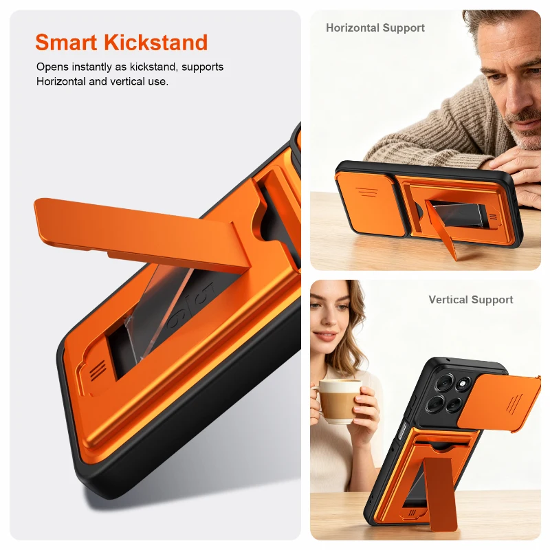 Solid Color Wallet Card Slot Bracket Phone Case For Motorola Moto G96 G86 G85 G67 G57 G56 Power Edge 70 60 Pro 50 Fusion Cover view 4