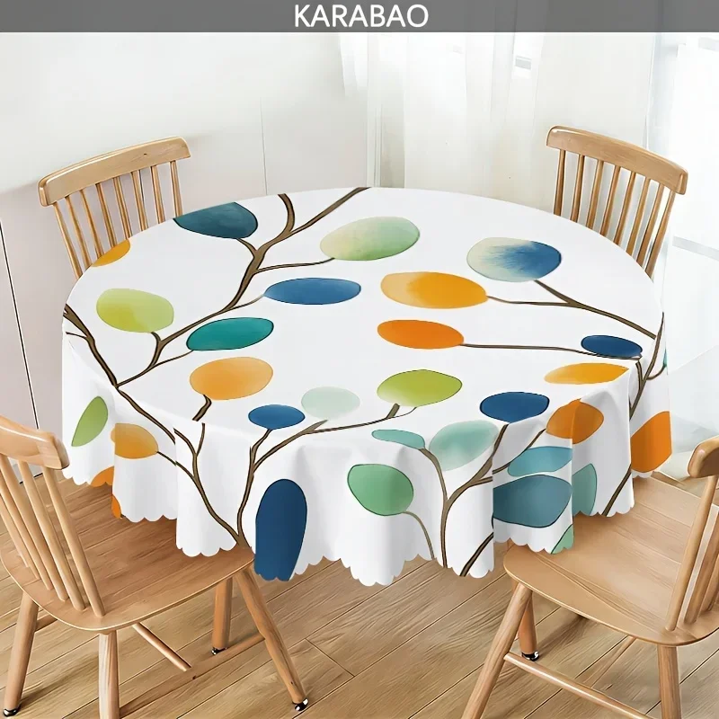 1 PC Colorful Leaves Vine Pattern Round Tablecloth, designed in a fresh and natural style. yzb